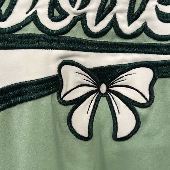 Adika Spoiled Girl Satin Finish Mint Green Oversized Bomber Jacket - XL - Picture 5 of 11